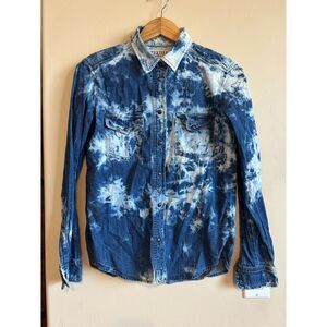 Textile Elizabeth and James Rare Cloudy Western Snap Shirt bleached detail XS